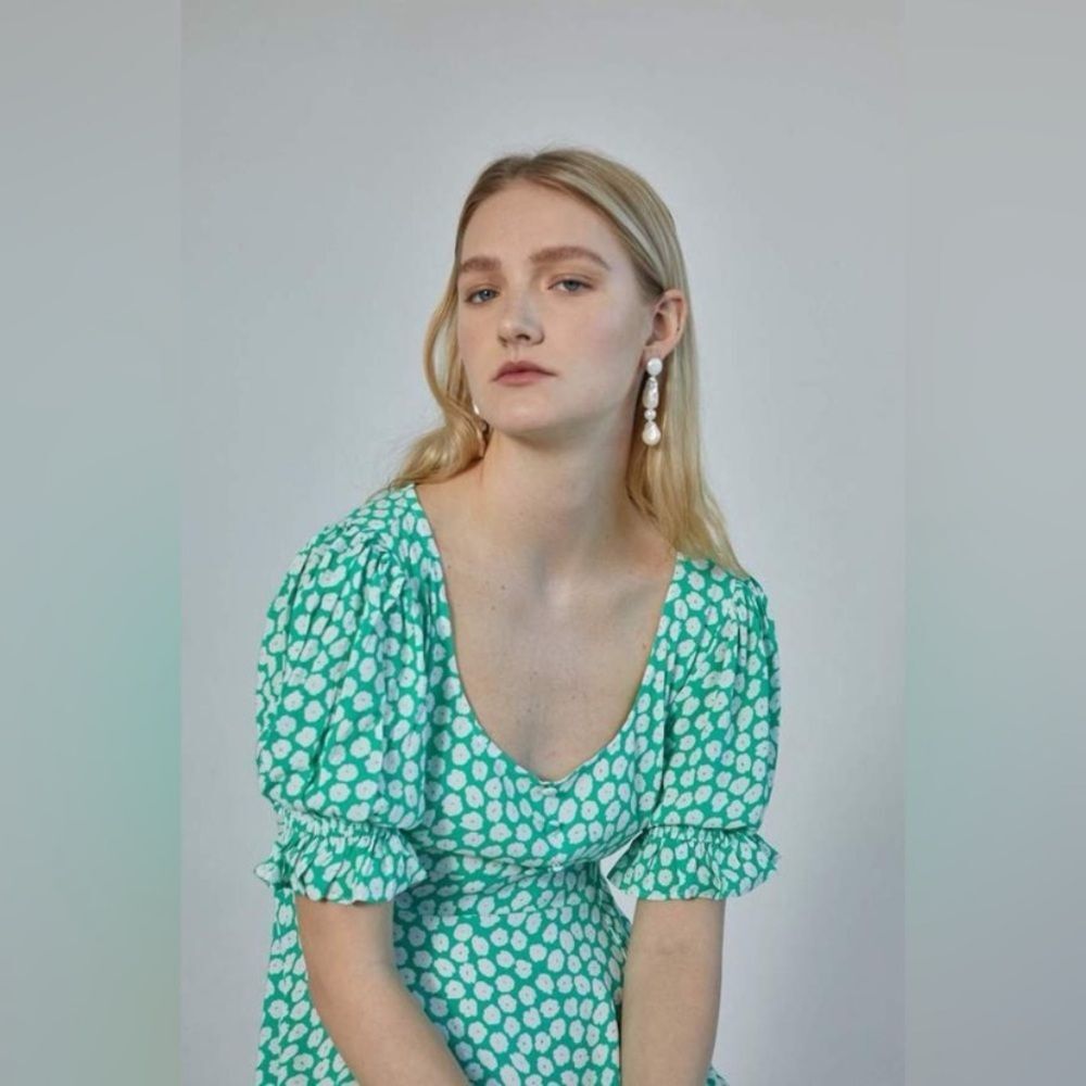 Faithfull the Brand La Barben Mini Dress Cora Floral
green Sz M babydoll rayon - Picture 7 of 13
